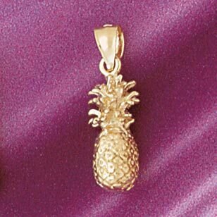 Dazzlers Jewelry Pineapple Fruit 3D Pendant Necklace Charm Bracelet in Yellow, White or Rose Gold 6…