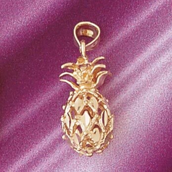 Pineapple Fruit 3D Pendant Necklace Charm Bracelet in Yellow, White or Rose Gold 6840