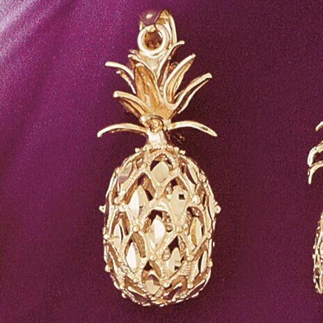 Dazzlers Jewelry Pineapple Fruit 3D Pendant Necklace Charm Bracelet in Yellow, White or Rose Gold 6…