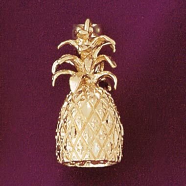 Pineapple Fruit 3D Pendant Necklace Charm Bracelet in Yellow, White or Rose Gold 6843