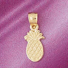 Dazzlers Jewelry Pineapple Fruit Pendant Necklace Charm Bracelet in Yellow, White or Rose Gold 6847…