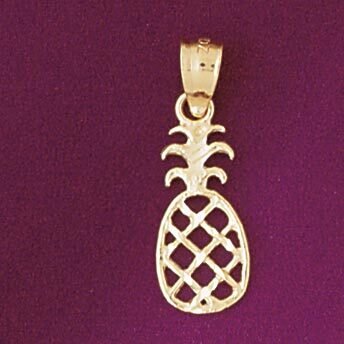 Dazzlers Jewelry Pineapple Fruit Pendant Necklace Charm Bracelet in Yellow, White or Rose Gold 6850…