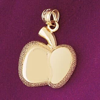 Apple Fruit Pendant Necklace Charm Bracelet in Yellow, White or Rose Gold 6856