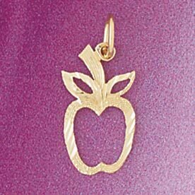 Apple Fruit Pendant Necklace Charm Bracelet in Yellow, White or Rose Gold 6860