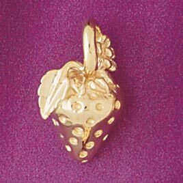 Dazzlers Jewelry Strawberry Fruit Pendant Necklace Charm Bracelet in Yellow, White or Rose Gold 686…