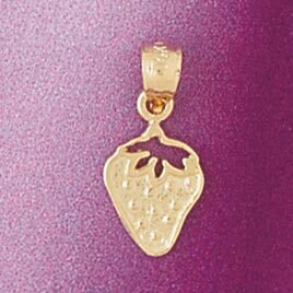 Dazzlers Jewelry Strawberry Fruit Pendant Necklace Charm Bracelet in Yellow, White or Rose Gold 686…