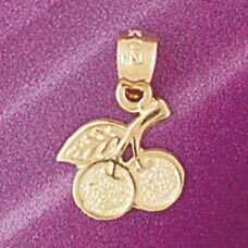 Dazzlers Jewelry Cherry Fruit Pendant Necklace Charm Bracelet in Yellow, White or Rose Gold 6872, M…