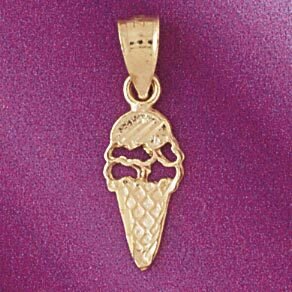 Ice Cream Pendant Necklace Charm Bracelet in Yellow, White or Rose Gold 6891