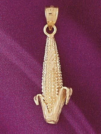 Corn Pendant Necklace Charm Bracelet in Yellow, White or Rose Gold 6900