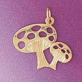 Mushroom Pendant Necklace Charm Bracelet in Yellow, White or Rose Gold 6916