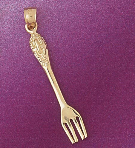 Fork Pendant Necklace Charm Bracelet in Yellow, White or Rose Gold 6921