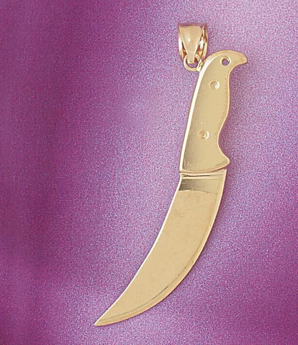 Knife Pendant Necklace Charm Bracelet in Yellow, White or Rose Gold 6923