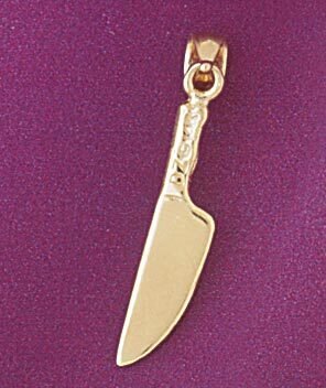 Knife Pendant Necklace Charm Bracelet in Yellow, White or Rose Gold 6925