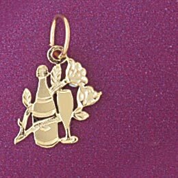 Dazzlers Jewelry Wine Bottle Glass Pendant Necklace Charm Bracelet in Yellow, White or Rose Gold 69…