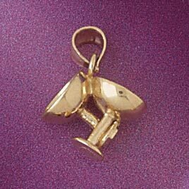 Dazzlers Jewelry Wine Glass Pendant Necklace Charm Bracelet in Yellow, White or Rose Gold 6944, MPN…
