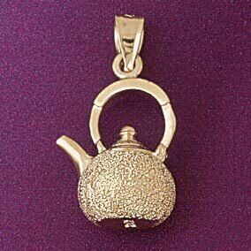 Tea Kettle Pendant Necklace Charm Bracelet in Yellow, White or Rose Gold 6949