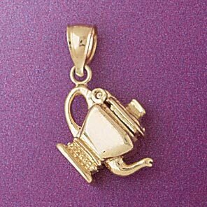Teapot Pendant Necklace Charm Bracelet in Yellow, White or Rose Gold 6953