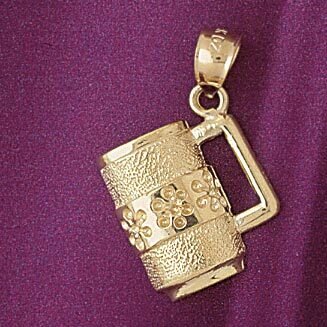 Mug Pendant Necklace Charm Bracelet in Yellow, White or Rose Gold 6959