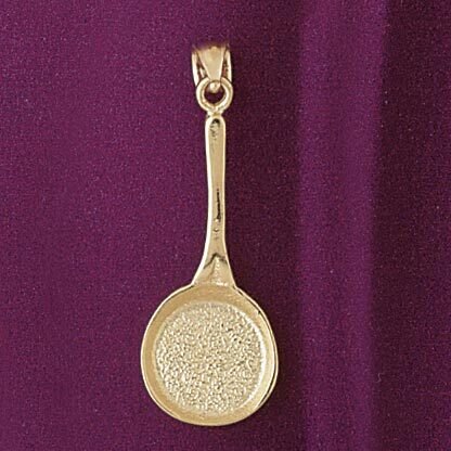 Frying Pan Pendant Necklace Charm Bracelet in Yellow, White or Rose Gold 6965