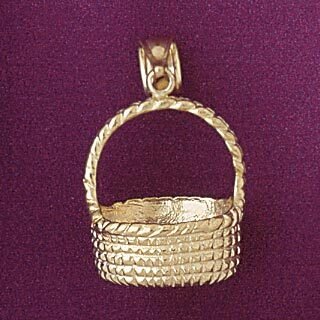 Basket Pendant Necklace Charm Bracelet in Yellow, White or Rose Gold 6971