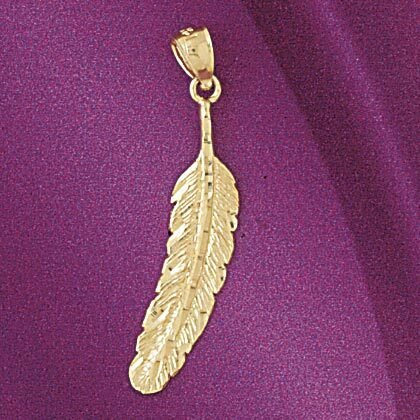 Feather Pendant Necklace Charm Bracelet in Yellow, White or Rose Gold 7012