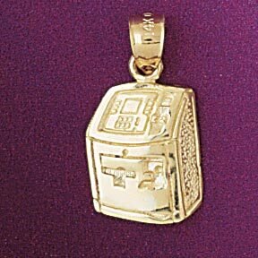 Atm Machine Pendant Necklace Charm Bracelet in Yellow, White or Rose Gold 7015