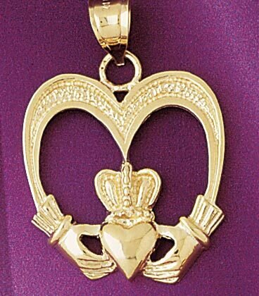 Crown Heart Gladdah Pendant Necklace Charm Bracelet in Yellow, White or Rose Gold 7065