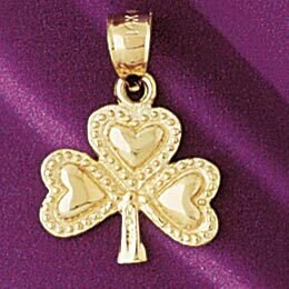 Dazzlers Jewelry Three Leaf Clover Pendant Necklace Charm Bracelet in Yellow, White or Rose Gold 70…