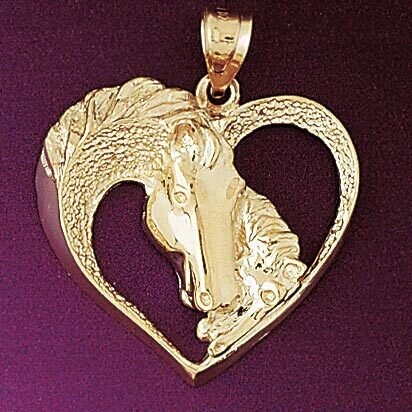 I Love My Horse Heart Pendant Necklace Charm Bracelet in Yellow, White or Rose Gold 7078