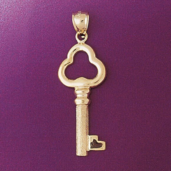 Key Pendant Necklace Charm Bracelet in Yellow, White or Rose Gold 7086