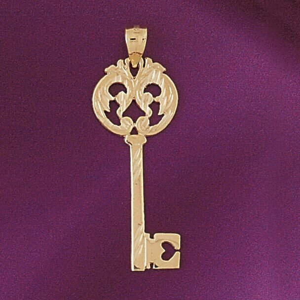 Key Pendant Necklace Charm Bracelet in Yellow, White or Rose Gold 7089