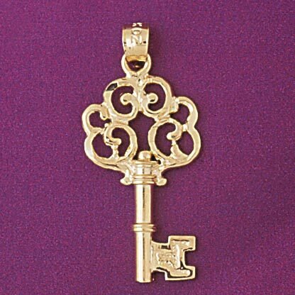 Key Pendant Necklace Charm Bracelet in Yellow, White or Rose Gold 7090