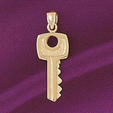 Key Pendant Necklace Charm Bracelet in Yellow, White or Rose Gold 7091