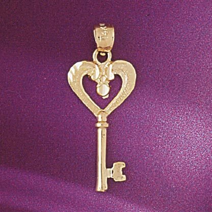 Key Pendant Necklace Charm Bracelet in Yellow, White or Rose Gold 7094