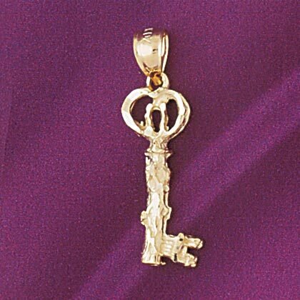 Key Pendant Necklace Charm Bracelet in Yellow, White or Rose Gold 7095