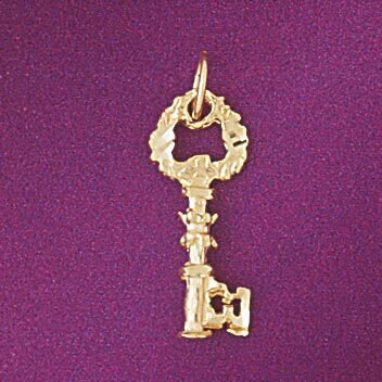 Key Pendant Necklace Charm Bracelet in Yellow, White or Rose Gold 7097