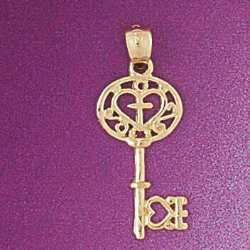 Key Pendant Necklace Charm Bracelet in Yellow, White or Rose Gold 7099
