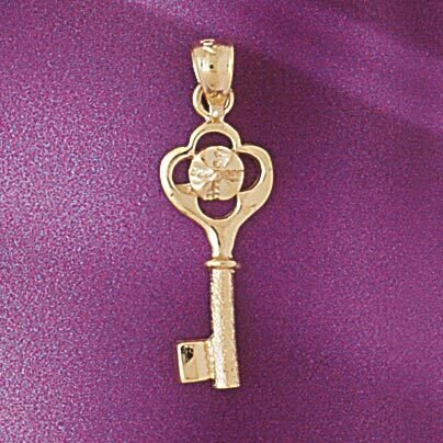 Key Pendant Necklace Charm Bracelet in Yellow, White or Rose Gold 7101