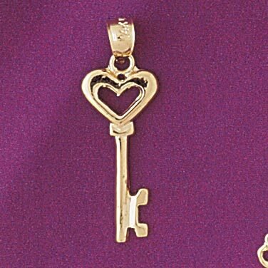 Key Pendant Necklace Charm Bracelet in Yellow, White or Rose Gold 7102