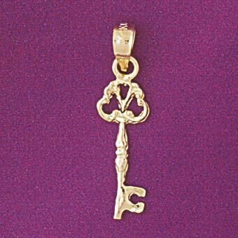 Key Pendant Necklace Charm Bracelet in Yellow, White or Rose Gold 7103