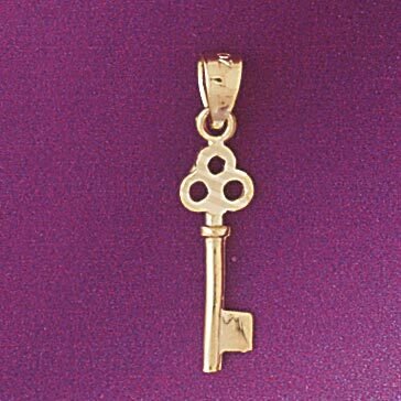 Key Pendant Necklace Charm Bracelet in Yellow, White or Rose Gold 7104
