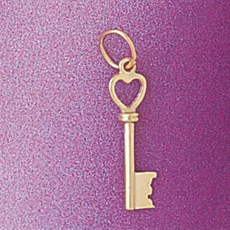 Key Pendant Necklace Charm Bracelet in Yellow, White or Rose Gold 7108