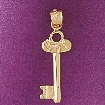 Key Pendant Necklace Charm Bracelet in Yellow, White or Rose Gold 7109