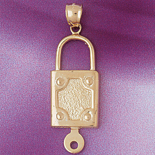 Lock Pendant Necklace Charm Bracelet in Yellow, White or Rose Gold 7110