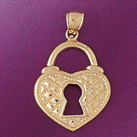 Lock Pendant Necklace Charm Bracelet in Yellow, White or Rose Gold 7112