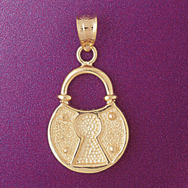 Lock Pendant Necklace Charm Bracelet in Yellow, White or Rose Gold 7115