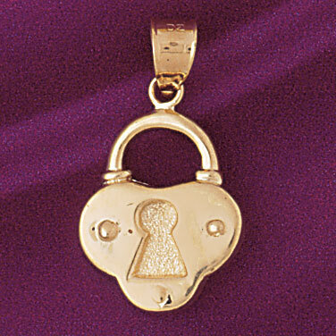 Lock Pendant Necklace Charm Bracelet in Yellow, White or Rose Gold 7120