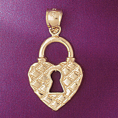 Lock Pendant Necklace Charm Bracelet in Yellow, White or Rose Gold 7122