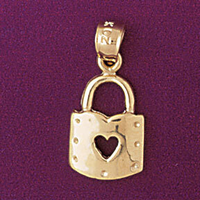 Lock Pendant Necklace Charm Bracelet in Yellow, White or Rose Gold 7126