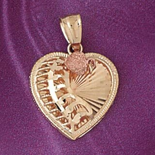 Dazzlers Jewelry Heart Pendant Necklace Charm Bracelet in Yellow, White or Rose Gold 7164, MPN: DZ-…